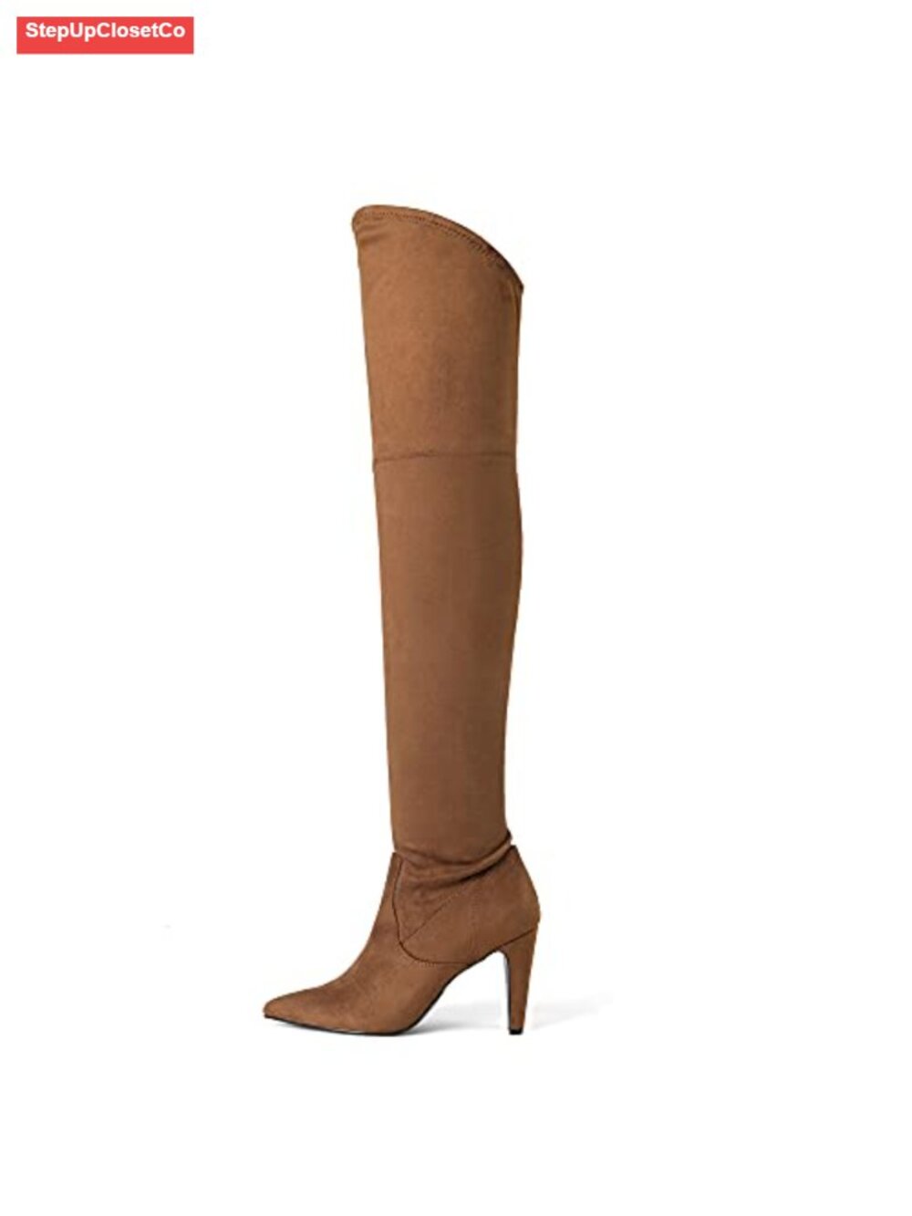 Over the Knee High Heeled Boots Pointed Toe Faux Suede